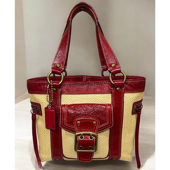 Vintage Coach 113 Legacy Straw Tote Bag & Wristlet - Picture 2 of 14